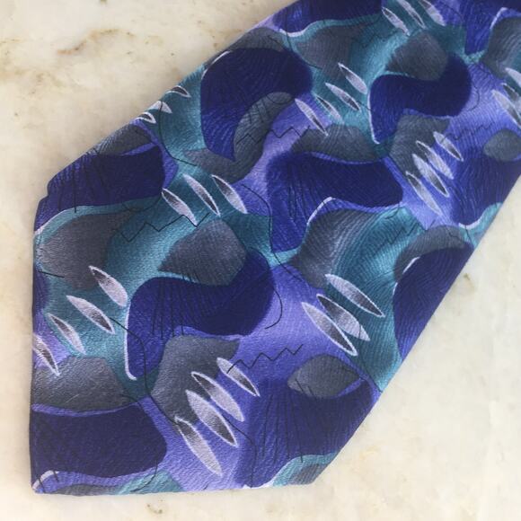 JERRY GARCIA BLUE ABSTRACT ALL SILK TIE - Picture 3 of 15